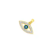 9ct Gold & Blue Rhodium Diamond Evil Eye Pendant
