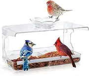 Bird Feeder, Window Bird Feeder with Non-Marking Self-Adhesive Hooks, Transparent Bird House for Viewing, Outdoors Bird Feeder with Roof Cover, Wild Bird Watching, Garden Decor