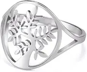 [kkjoy] Tree of Life Openwork Ring Stainless Steel Celtic Promise Ring Nature Inspired Rings Spiritual Gifts for Women Men