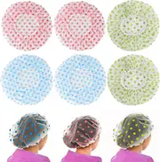 6 Pack Shower Caps for Men and Women, Reusable Shower Caps Shower Caps, Lightweight Plastic Shower Caps, High Quality Elastic Fiber (27cm)