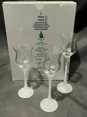 Partylite P9248 Stem Glass Votive Holder Candle Set Of (3) New in box