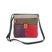 Franco Bonini - 1300 Large Front tab multi pocket side bag- Red Multi