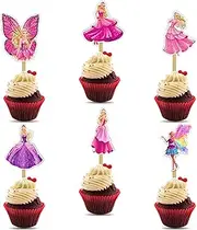 Barbe Cupcake Toppers – Cute girls and Cute Pink Decorations for Girls Birthday Party, Baby Showers, or Princess-Themed Cakes and Cupcakes