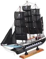 Amosfun 1Pc Wooden Pirate Ship Model Nautical Sailboat Decor for Home Office Car Unique for Birthdays Christmas Special Occasions Rustic Coastal Decoration