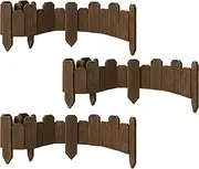 Wood Garden Edging, Staggered Wooden Edging Border Decorative Small Picket Panels for Flower Bed Barriers and Landscape Fencing (3 Pack)