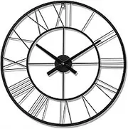 Large Wall Clock, Modern Wall Clocks for Living Room Decor, Black Clock, Roman Numerals, Decorative Wall Clock, Metal Home Decor, Silent Kitchen Clock, Bedroom Decor, Indoor Or Outdoor Clock, 60cm