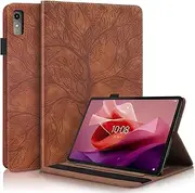 [CXTcase] for Lenovo Tab P12 12.7 inch 2023 Case Embossed Tree PU Leather Case Wallet Flip Cover Stand Function Tablet Case for Lenovo Tab P12 12.7 inch 2023 - Brown