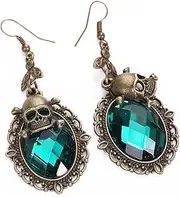 KieTeiiK Halloween Skull Earrings Gothic Crystal Earrings for Vintage Steampunk Dangle Drop Earring Jewelry for Gi