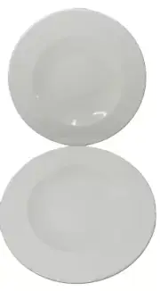 lot of 2 porcelain WEDGEWOOD VOGUE dinner plates pure white 10.5" fine china New