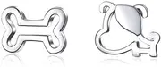 [Dtja] Tiny Small Dog Bone Stud Earrings for Women Teen Girls 925 Sterling Silver Pierced Ear Asymmetrical Cute Pupppy Animal Cartilage Tragus Post Hypoallergenic Minimalist Earrings Gift Pet Lover