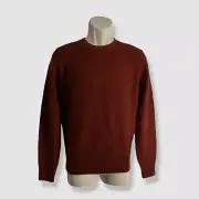 $395 Neiman Marcus Men's Red Cashmere Wool Crewneck Pullover Sweater Size L