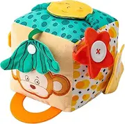 Baby Rattles 0-6 Months, Sensory Cube Soft Baby Tissue Box Toy, Early Learning Travel Toys, Toddler Tissue Box for Kids, Family, Friends