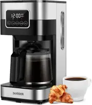 SHARDOR 10-Cup Programmable Coffee Maker Strong Brew Auto Shut-Off Silver