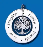 Engraved Tree Of Life Pendant Sterling Silver