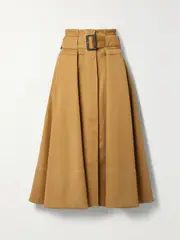 [Proenza Schouler] Proenza Schouler - Belted Pleated Wool-twill Midi Skirt - Camel - US0 US 0 Brown