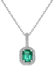 Sabrina Designs 14K 0.66 ct. tw. Diamond & Emerald Octagon Pendant Necklace