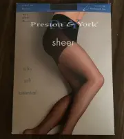 Preston & York Sheer Control Top Reinforced Toe Jet Black Size 4 Pantyhose NEW!