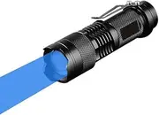 Blue Torch, WESLITE Blue Light Mini Torch Blue Beam LED Flashlight Torches 3 Modes Zoomable with Clip Long Range for Night Fishing Hunting(Battery not Included)