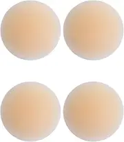 [klahh] 4 Pcs Women Silicone Pasties Silicone Nipple Covers Reusable Invisible Seamless Nip Cover Sticky Invisible Bra for Backless Party Dress, Flesh-coloured, One Size