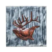 Wall Mounted Reindeer Handmade Iron Wood 3D