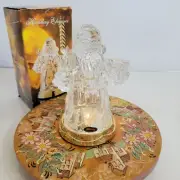Vintage St George 24% Lead Crystal Santa Candlestick Holder Light up Base Clear