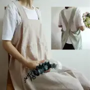 Japanese Apron Soft Cross Back Cotton Linen Long Aprons For Women