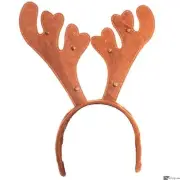 Reindeer Antlers w Jingle Bells Holiday Headband, Brown, One-Size 9" Tall
