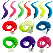 24 Pcs Fuzzy Worm On a String Pet Toys Magic Twisty Wiggly Worms for Party Favor