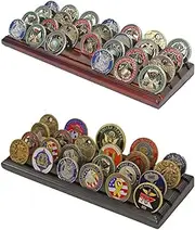 4 Rows Military Challenge Display Coin Holder Stand (Black Finish)