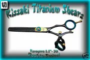 Kissaki Pro Hair Scissors Kanagawa 30t DOUBLE SWIVEL Black Blue Thinning Shears