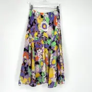 Bob Mackie Skirt Womens S Floral Hippie Boho Peasant Cottagecore Purple Fairy