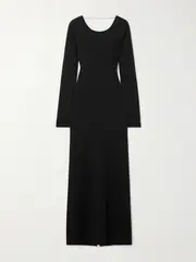 [Bottega Veneta] Bottega Veneta - Open-back Chain-embellished Knitted Maxi Dress - Black - L L Black