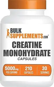 BULKSUPPLEMENTS.COM Creatine Monohydrate Capsules - Micronized Creatine Monohydrate, Vegan Creatine, Creatine Pills - 7 Creatine Capsules per Serving, 5000mg, Gluten Free, 210 Capsules
