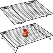Yharnamite 2 Pcs Cooling Racks, 17 x 11 ​Inches Cooling Rack Baking, Cake Cooling Rack, High Temperature Resistant Wire Rack with Collapsible Legs for Cooking, Roasting, Grilling, Baking (A)