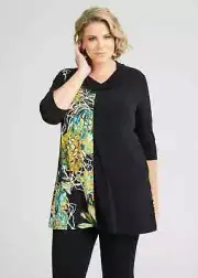 ts Taking Shape Tunic Size 16-18 Twist + Splice Print Yellow style NWT