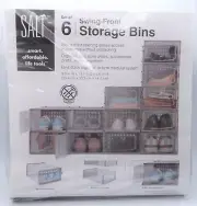 SALT Swing Front Storage Bins Stackable Clear Plastic Shoe Box Organizer Qty 6