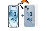 10 Set Tempered Glass Screen Protector for Apple iPhone 15 Front and Film Back Bulk