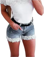 [Generic] on Pants Women Women's Denim was Slim Thin Shorts with Zipper Elasticity Lace Women's Jeans Long Jean Jacket for Women