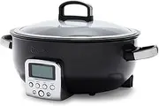 [GreenPan] Omni Cooker, Easy Sear Saute Stir-Fry & Rice Cooker Presets, PFAS-Free Healthy Ceramic Non-Stick, Dishwasher Safe Parts, LED Display, Black