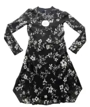 NWT See by Chloe Womens Floral Pattern Mesh Midi Dress Black White Size M