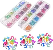 minkissy Nail Glitter Sequins Heart Manicure Set 12 Colors Nail Art DIY Sequins Decor Manicure Supplies