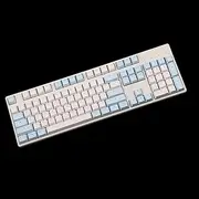 YMDK Double Shot 104 Miami PBT Shine Through OEM Profile Keycap Set Suitable for Cherry MX Switches Mechanical Keyboard (Blue White) (Only Keycap)