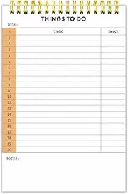 iCsapr Undated to-Do List Notepad（5.5"×8.5"）Spiral Bound Daily Planner with Checklist, Notes - 50 Sheets - Ideal for Work, Home, School - White, PP Cover & Backboard