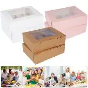12pcs Small Window Cupcake Boxes Cup Cake Box with Inner Tray For 12 Cakes▾~