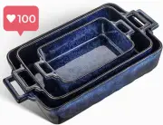 VICRAYS Ceramic Bakeware Set, 3-Piece Porcelain Lasagna Pans, Casserole Dish Set
