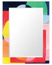Empire Art Direct Launderrectangular Beveled Mirror On Free Floating Printed Tempered Art Glass