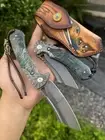 Wootz Steel Folding Pocket Knife Damascus Steel Ball Bearing Outdoor Survival