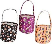 GAROZATION 3pcs Halloween Candy Bag Banner Halloween Candy Treat Goodie Party Baggies Sweet Assorted Surprise Favor Colorful Storage Party Bag Treat Baggies present Pouch Flannel