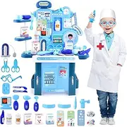 CASRRA Children's Toys 43-Piece Doctor Set, Sturdy Role-Play Medical Table for Toddlers Boys and Girls Ages 3-6, high Durability Pretend Toys, with Doctor Clothing and Medical Equipment