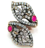Ottoman Empire Style 2CT Treated Ruby 925 Sterling Silver Ring Sz 8.5 HB2-6